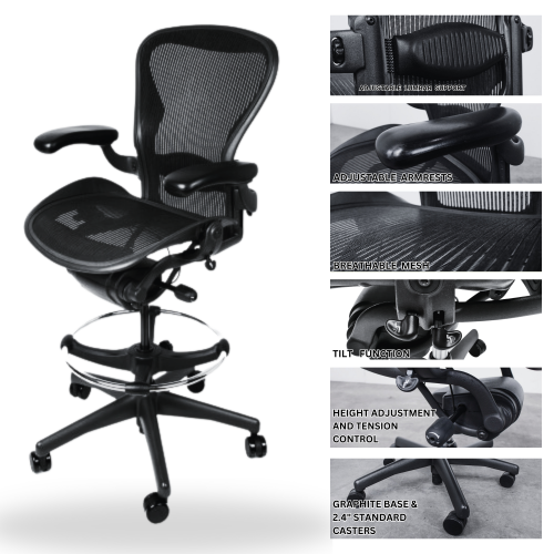 Aeron Fully Adjustable Work Stool by Herman Miller - Madison Seating